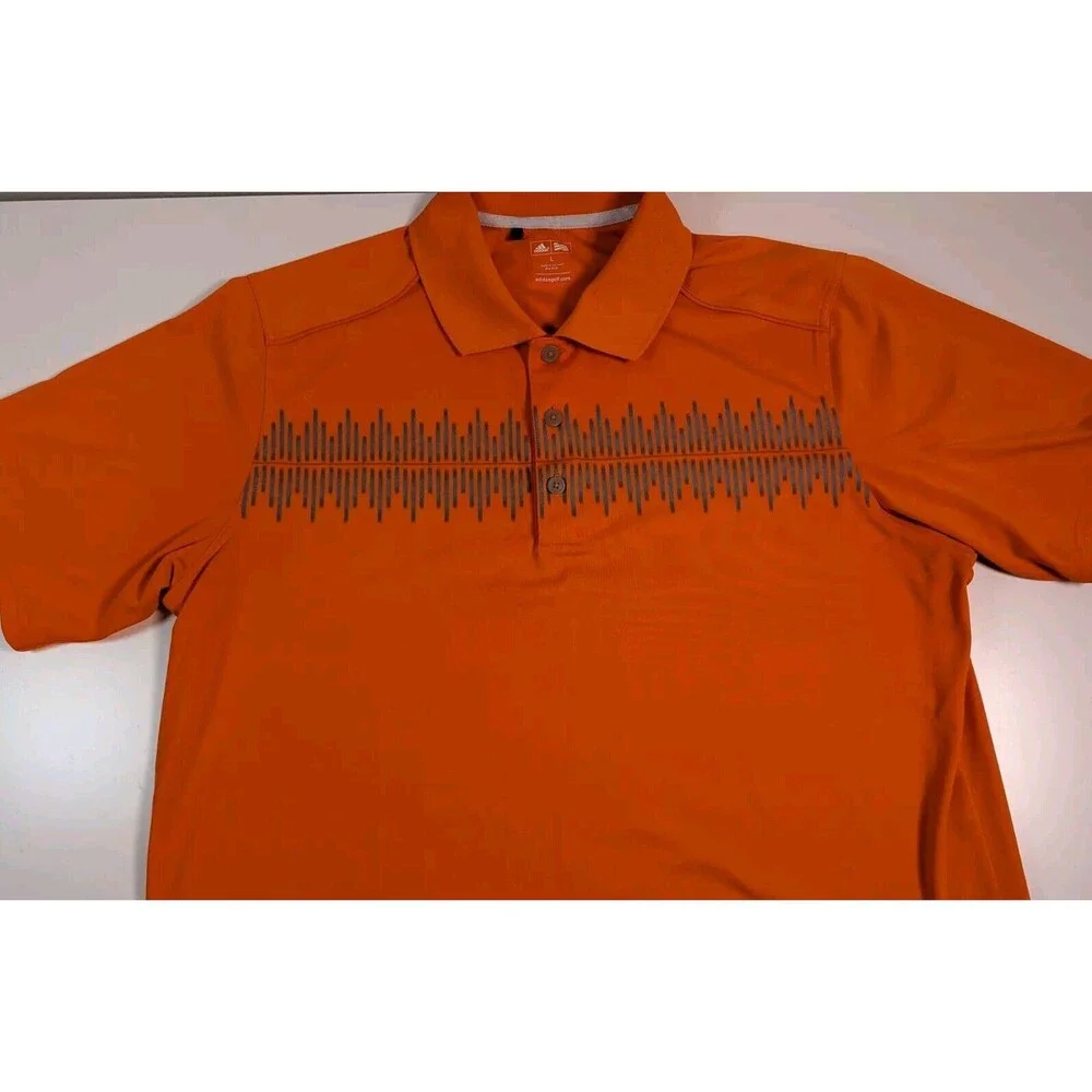 Adidas Golf Polo Shirt Mens L Large Orange Graph Equalizer Climalite Athletic